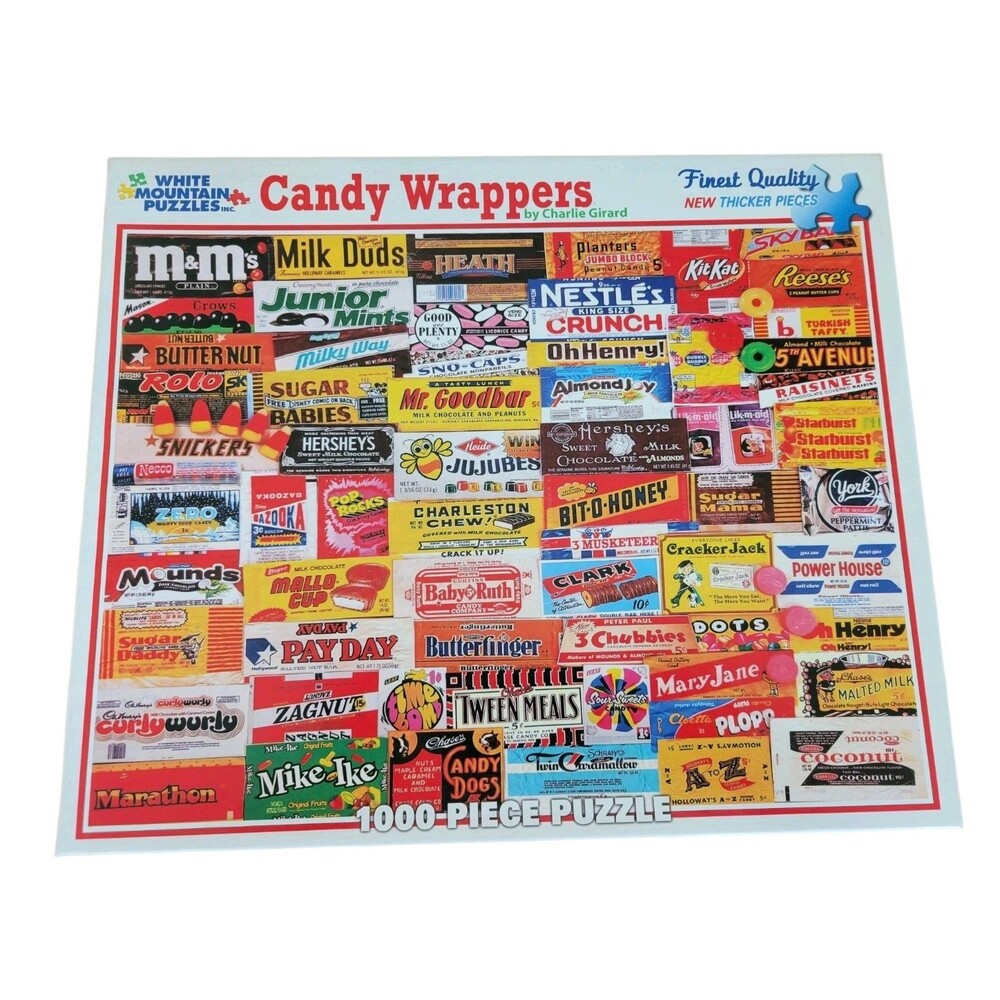 2012 White Mountain 1000 Piece Puzzle Candy Wrappers #8625 EUC Complete